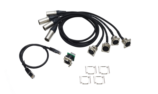 Adapter cable set for MA 4Port Node 4x cable DMX/XLR5 to DMX (length 0.5m), 1x cable RJ45, 1x built-in socket etherCON/RJ45 to RJ45